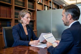 Conseillère en banque privée BNP Paribas discutant de la gestion de patrimoine avec une cliente élégante dans un bureau parisien haut de gamme