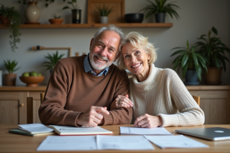 Couple senior souriant à la maison lors d'une activité
