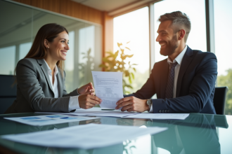 Courtier d'assurance professionnel dans un bureau moderne