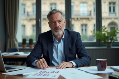 Économiste français dans un bureau moderne à Paris