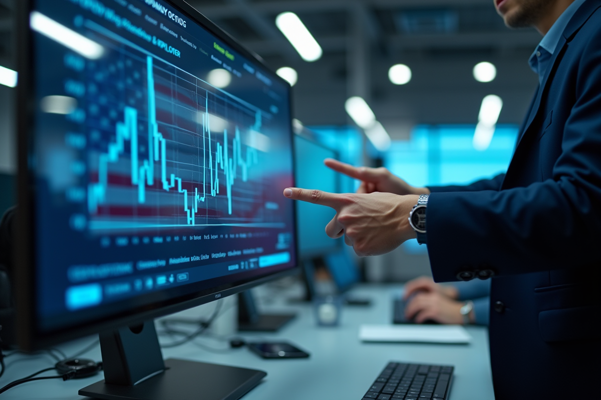 Ecran translucide avec explorateur blockchain et drapeau US