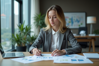 Femme d affaires concentrée dans un bureau moderne