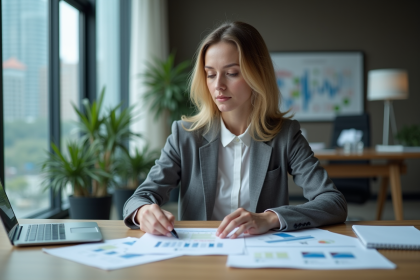 Femme d affaires concentrée dans un bureau moderne