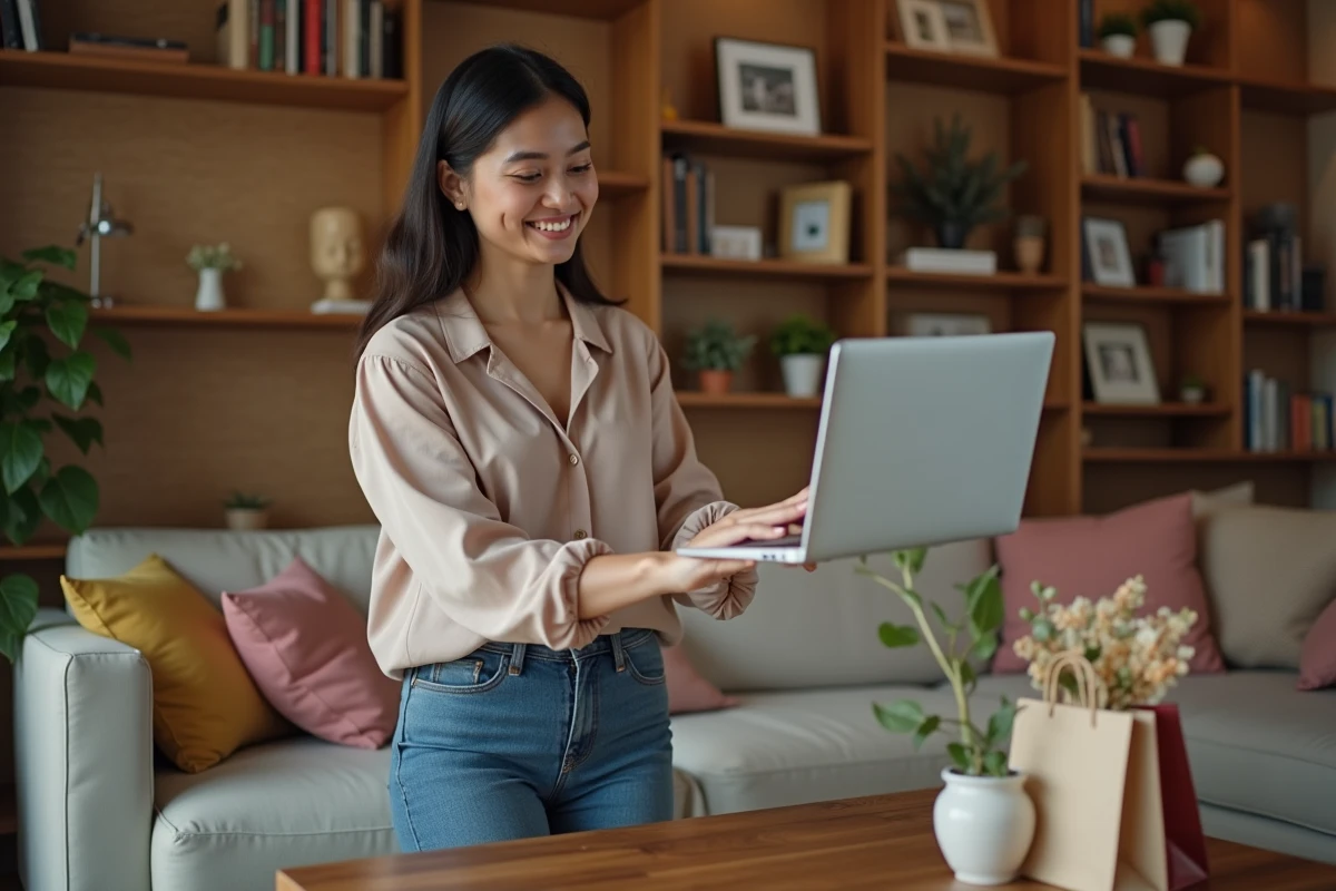 Jeune femme organisant une collecte de fonds en ligne