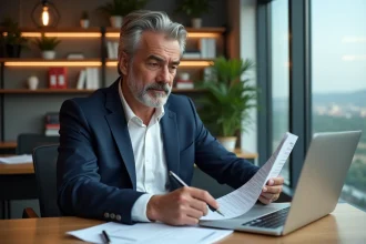 Homme d'affaires en costume dans un bureau moderne