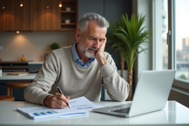 Homme d'affaires en train de revoir des documents financiers