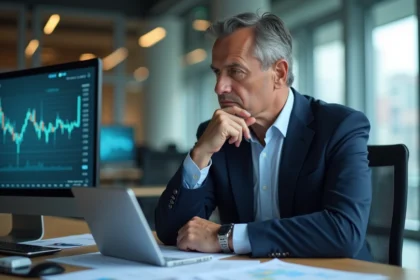 Homme d'affaires en costume dans un bureau moderne