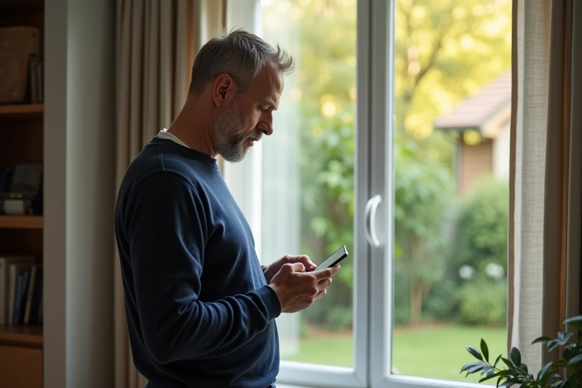 Homme regardant son smartphone près d