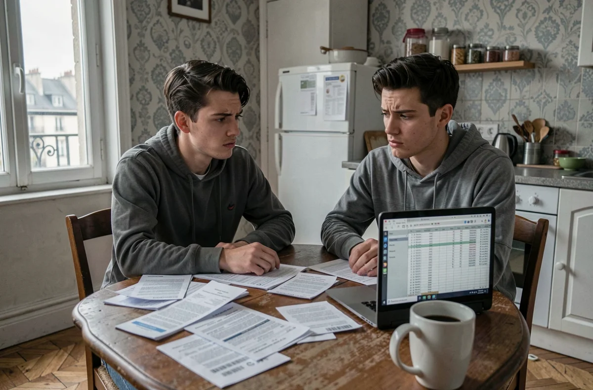 Jeune couple français analysant son budget familial face à la hausse des prix et de l'inflation en 2026