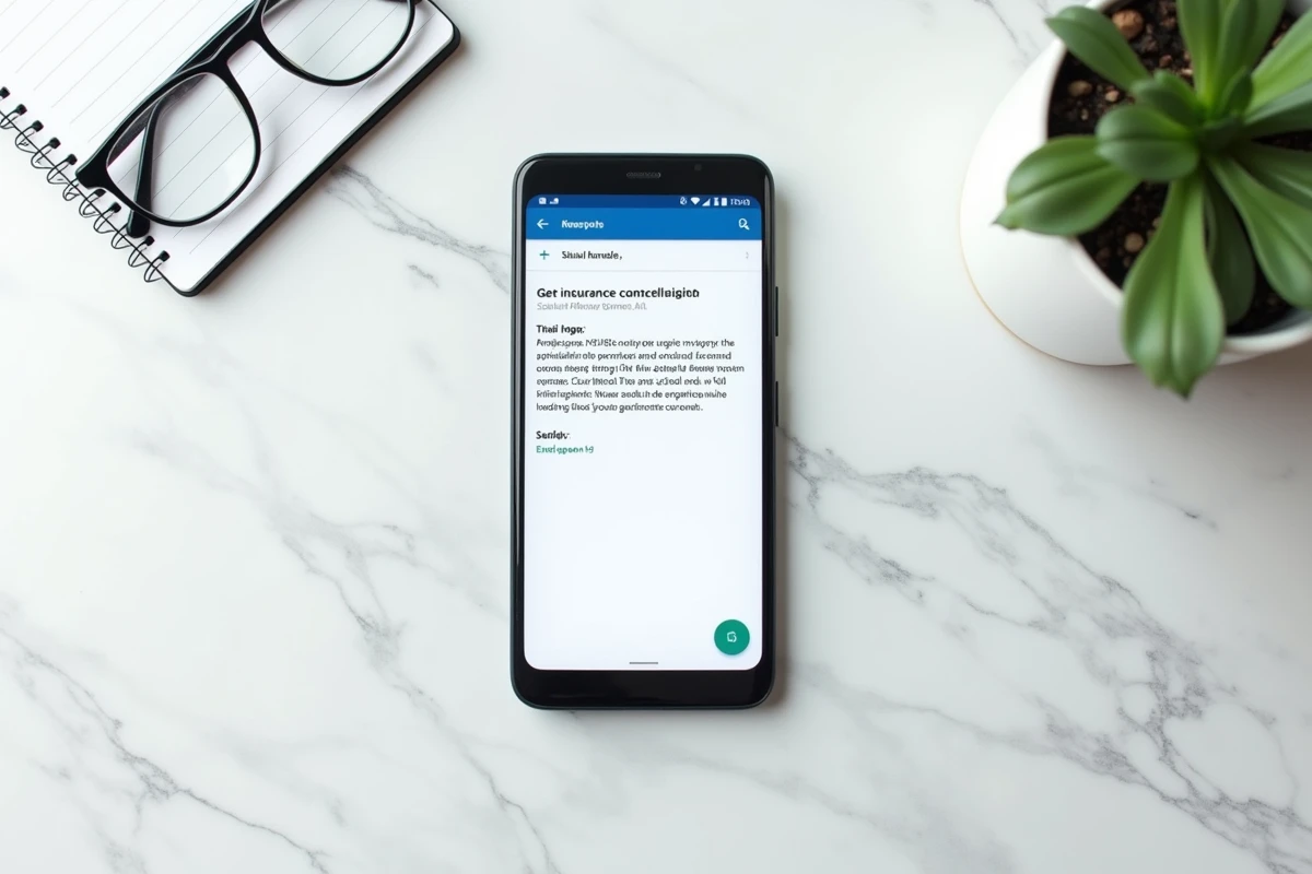 Smartphone affichant un email de confirmation de résiliation d'assurance Direct Assurance