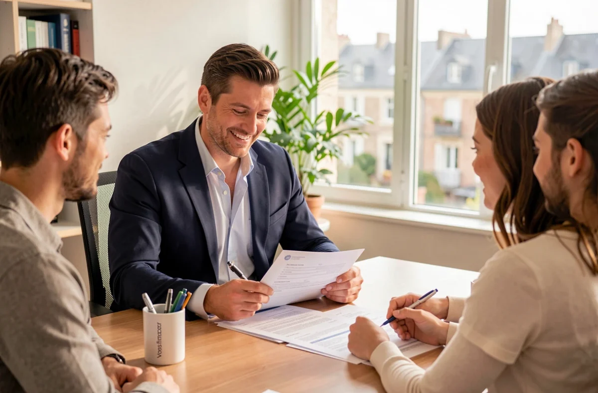 Conseiller Vousfinancer Melun accompagnant un jeune couple dans leur projet de crédit immobilier
