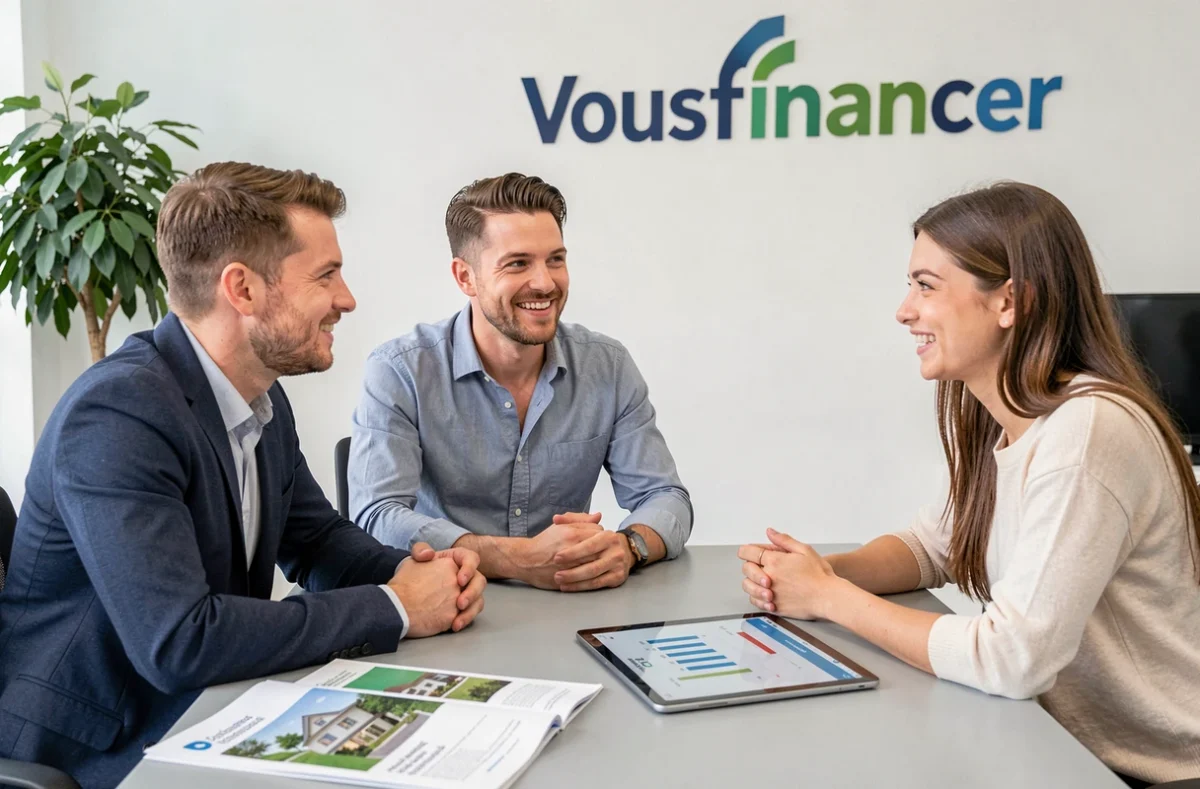 Conseiller Vousfinancer Pontault-Combault présentant une simulation de prêt immobilier à un couple de clients
